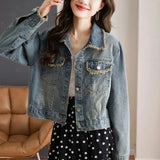 New Spring Summer 2025 Loose Versatile Elegant Women's Denim Coat Casual Temperament Korean Version Female Cowboy Outwear