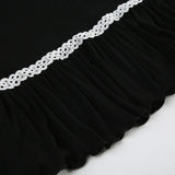 Black Bow Lace Trim Frill A-Line Dress