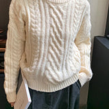 Pbong  Winter Thickened Loose round Neck Pullover Sweater Women's Soft Cozy Pure Color Knitwear Comfortable Lazy Style Streetwear