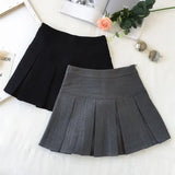 Korean Fashion Gray Pleated Skirt Women Vintage Cute High Waist Sexy Mini Skirts Kawaii Preppy Style Summer Streetwear