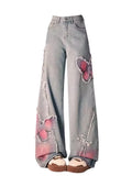 Women Dark Academia Low Rise 2000s Y2k Japanese Denim Pants Harajuku Bell Bottoms Long Trousers 2000s Flare Jean Gyaru Harajuku