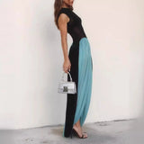 Pbong   Black Mesh Sheer Patchwork Blue Long Luxury Dress For Summer Women Vacation Clothing Vestidos Elegantes Para Mujeres