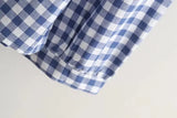 New Autumn Cotton White Shirts Women Student Sweet Tops Girl Peter Pan Collar Plaid Casual Cute Loose Blouses Spring T39132QM
