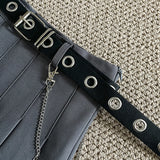 High Waisted Pleated Mini Skirt with Chain Belt Built-in Shorts School Teen-girl Short Skirt Women 90s Y2K Outfit