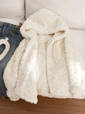 Sweet White Faux Lamb Coat Women Cute Long Sleeve Winter Warm Jacket Preppy Style Vintage Korean Female Casual Zipper Tops