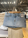 Vintage Denim Straight Mini Skirts Women Sexy Low Waist Pockets A-line Short Faldas Casual Streetwear Summer Cotton Skirt Y2k