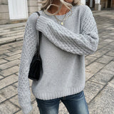 Knit Sweater Woman Slouchy Knitwear Long Sleeve Crew Neck Pullovers Plain Jumper Female Autumn Winter Daily Outfit