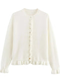 2025 New Women's European & American French Design Sweaters Female Elegant Simple Layered Decoration Versatile Knitted Cardigans
