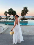 Women Sexy Backless Deep V-neck Halter Dress Fashion 3d Flower Patchwork Loose Robes New Female Vocation Party Dresses