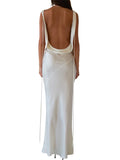 Pbong  Women Long Dress Sleeveless Low Cut Backless Lacing Slim Fit Dress for Party Cocktail Evening Summer New