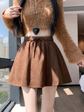 Pbong  Y2K Leopard Mini Skirt Women High Waist Faux Suede Fabric A Line Skirts Streetwear Fall Winter Loose Vintage Sexy Skirts
