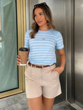 Women Striped Casual Versatile T-Shirt Graphic Tees Round Neck Loose Classic Short Sleeve Vacation Entertainment Commuter Top