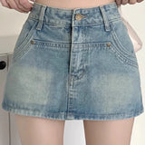 Ins Summer Women Y2k Loose Denim Skirts Lady Korean High Waist Dress Female Light Blue Black Gray Wrap Hip A Line Short Skirts