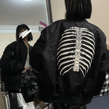 New Autnmn Vintage Jackets Bomber Jacket Women Black Gothic Harajuku Grunge American Baseball Jacket Couple Cool Outerwear
