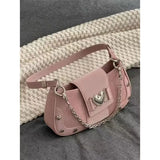 Hot Grils Y2k Handbag Women Vintage Sweet Cool Heart Chain Pink Underarm Bag Female Fairycore Aesthetic Shoulder Bag new