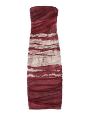 Fashion Off Shoulder Printed Tulle Maxi Dress Women Sexy Backless Sleeveless Dresses Chic Pleated Streetewear Ladies Vestidos