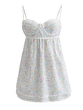 Pbong  Sexy Plaid Spliced Embroidery Lace Bra Corset style Mini Dress Women Bow Lacing up Backless Party Skater Sling Robe Holiday