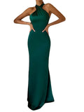 Pbong  Women Long Dress Cross Halter Backless Ball Gown Cocktail Party Evening Dresses Sleeveless Summer Dress