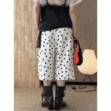 Pbong   American Retro Full Print Casual Pants Women Spring Summer Thin High Waist Loose Lazy Style Straight Wide Leg Short Trousers