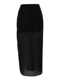 Mesh Sheer Maxi Skirt Women Summer High Waist Patchwork Slim Skirts Solid Y2k Clothes High Street Sexy Fashion Long Skirt 2025