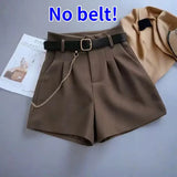 New Casual Comfortable Elegant Wild Shorts With Belt Women's Woolen Shorts Autumn Winter Slim Wide Leg A-line Shorts