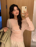Off The Shoulder Knit Top Pullover Women Lightweight Thin Long Sleeve Plain Jumper Knitwear Autumn Winter Y2K Outfit