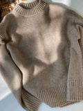 autumn and winter new 100% cashmere sweater women's grey round neck pullover knitted wool loose thick sweater