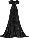Pbong  Sequin Off Shoulder Prom Dresses Mermaid Ball Gown Sweetheart Evening Gown Long for Women