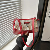Pbong  Fashionable Sweet Butterfly Knot Crossbody Bag Urban Minimalist Style PU Material Small Square Bag Women's Handbag Commuting