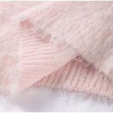 Fluffy Mohair Off Shoulder Cropped Sweater Oversize Slouchy Long Sleeve 2025 Autumn Cozy Women Knit Top Trendy Sweet Lady Jumper