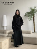 Irregular Black Oversized Designer Shirt For Women Long Sleeve Top High Fashion Trending Clothing