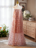 Pink Strapless Evening Gown Women's Daily Wear Fairy Tale Birthday Adult Ceremony Long Dress Forest System Engagement Dress B...