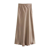 Autumn Winter Burgundy Satin Skirt Women Party Silk Skirt High Waist Straight Long Faldas Mujer Christmas Skirt