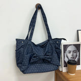 Pbong  New Korean Bow Large Capacity Single Shoulder Tote Bag Fashion Casual Versatile Underarm Canvas Bags