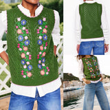 y2k Sweater Vest Women Cozy Stylish Flower Embroidered Crew Neck Sleeveless Knitted Tank Tops 2000s Clothing Streetwear