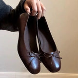 Summer New Woman Casual Square Head Flats Flock Ballerina Church Flats Female Suede Elegant Soft Sole Women Shoes