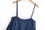 Casual All-match Sleeveless Denim Camisole New Navy Blue Zipper Loose Pleated Tank Top Adjustable Strap Summer Woman Vest