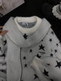 Y2k American Vintage Loose Print Sweaters 2000s Casual Subculture Winter New Warm Tops Harajuku Streetwear Punk Pullover Chic