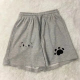Subcultural All Match Straight Shorts Japanese Y2k Harajuku Cartoon Print Stretch Waist Lace Up Short Pants Casual Girl Shorts