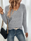 Autumn and winter women's casual V-neck long sleeved knitted sweater
