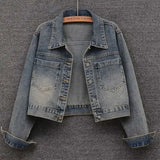 Women's Cowboy Coat 2025 Spring Autumn Fashion Short Loose Ladies Top Versatile Large Pocket Korean Version Female Denim Jacket