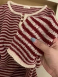 Pbong  Fresh Autumn New Loose Pullovers O Neck Long Sleeve Knit Stripe Lazy Pull Femme All-match Undershirt High Street Knitted