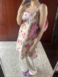 Pbong  New Printing Sweet Dress Women's Clothing Slim Waist Sleeveless Summer Dresses Fashion Sweet Mini Dresses