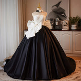 Pbong  Elegant Black Hepburn Style Evening Gown for Brides High Waist Puffy Skirt Wedding Photography Shoots Korean Style Long Dress