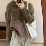 High Street French Temperament Preppy Knitted Hoodies Y2k Aesthetic Harajuku Solid Korean Office Lady Punk Jumpers Girl Clothes