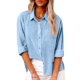 100% Cotton Linen Long Sleeve Shirts Women Clothing Y2k Tops Vintage Fashion Clothes Tshirt Elegant Casual Tees Streetwear