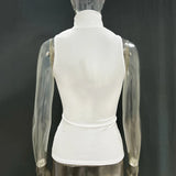 Maemukilabe Stylish Ring Design Halter Tops Women Fashion Shirt Vest Sexy Bare Shoulder Crop Tops Ladies Slim Fit Tank Tops