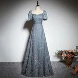Pbong  Evening Dress New Skirt Femininity Banquet Flash Drill Square Collar Formal Dress Women Elegant Evening Dresses