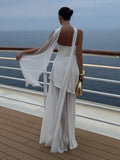 2025 Summer Women Fashion Strapless Dress With Ribbon Patchwork Elegant Sleeveless Mesh Split Dress Vacation Beach Long Dresses