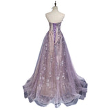 Pbong  Women Formal Evening Dresses Elegant Strapless Shinny Prom Dress With Train Sweet A-line Graduation Party Dress Customized